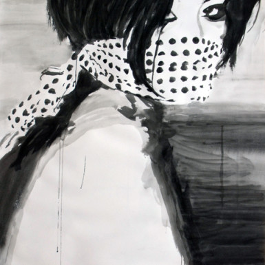 Untitled (She Knows), 2008,  sumi ink on paper, 109 x 78.8 cm