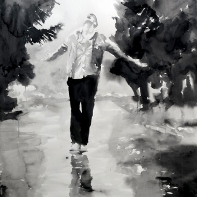 When It Happens, 2012 (Australia), sumi ink on paper, 121 x 80 cm